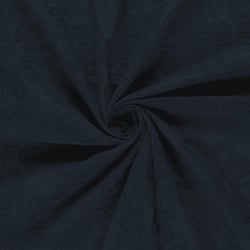 Tissu Coton brodé Adriana grandes fleurs sur fond Bleu marine