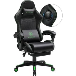 Chaise gaming ergonomique GTPLAYER - Cuir PU - Noir vert - 83x58x29,5 cm