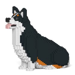 Chien Welsh Corgi assis noir Taille standard | JEKCA | 14 ans et +