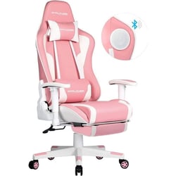 Chaise gaming ergonomique - GTPLAYER - Repose-pieds Bluetooth PU rose