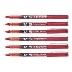 Lot de 6 stylos roller Hi-Tecpoint V5 pointe fine rouge Pilot