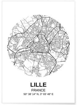 Affiche Carte Lille | A3 : 29,7x42cm