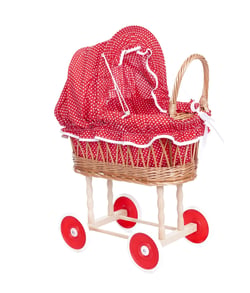 Landau en osier rouge pois - Egmont Toys
