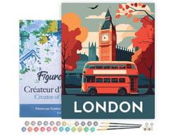 Peinture par Numéro Figured'Art avec Cadre Affiche Vintage Londres - Activité Manuelle Kit de Loisir Créatif DIY Numéro d'Art Complet - 40x50cm toile tendue sur châssis
