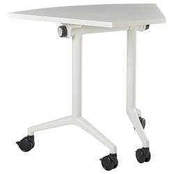 Bureau d'Angle Blanc Structure en Métal Plateau en MFC 90 x 64 cm Pliable avec Roulettes Style Moderne