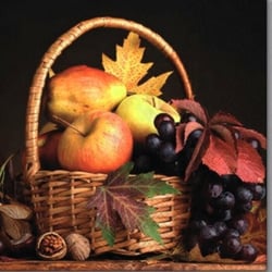 Lot de 4 serviettes en papier découpage collage 33 cm PANIER FRUIT