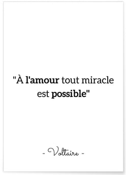 Affiche Voltaire : 'À l'amour...' | A3 : 29,7x42cm