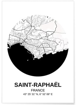Affiche Carte Saint-Raphaël | A3 : 29,7x42cm