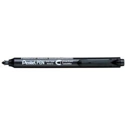 Lot de 12 marqueurs permanents rétractables - PENTEL - Pointe ogive fine - Noir