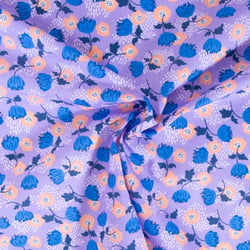 Tissu Coton imprimé Fleuris Jules sur fond Parme