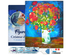 Diamond Painting Broderie Diamant Figured’Art 40x50cm toile tendue sur châssis en bois - diamants carrés - Vase avec coquelicots Van Gogh