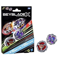 Beyblade X Dual Pack Beat Tyranno 4-70Q et Knife Shinobi 4-80HN, 2 toupies de compétition a rotation droite authentiques Takara Tomy
