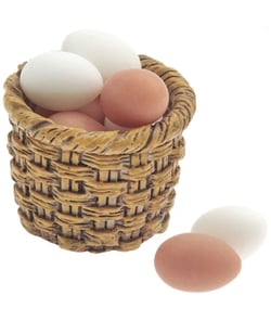 Panier à œufs miniature avec 8 œufs pour le monde des lutins - Rico Design Blanc