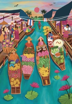 Marché Flottant en Thaïlande
