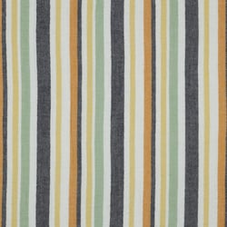 Tissu Double Gaze fil teinté Rayures noir et jaune sur fond Blanc