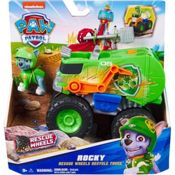 Coffret pat patrouille rescue wheels : tout terrain de recyclage + rocky - vehicule transformable - figurine chien - paw patrol - spin master