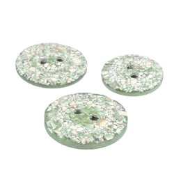 Lot de 3 boutons rond coquilles d'œufs 2 trous vert d'eau