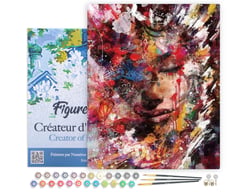 Peinture par Numéro Figured'Art avec Cadre - Visage féminin abstrait - Kit de Loisir Créatif DIY Numéro d'Art - 40x50cm toile tendue sur châssis