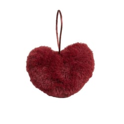 Pompon fourrure artificielle cœur 45x 65mm rouge bordeaux