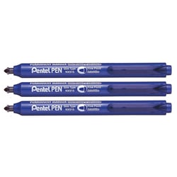Lot de 3 marqueurs permanents rétractables - PENTEL - Pointe ogive 1,0 mm - Bleu - NXS15