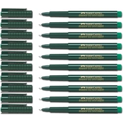 Lot de 10 stylos feutres extra-fins - FABER-CASTELL - Finepen 1511 - Pointe 0,4 mm - Vert