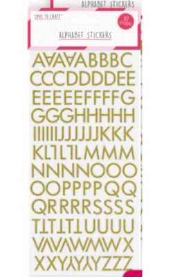 112 alphabets autocollants pailletés dorés
