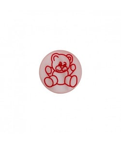 Carte de 4 boutons ronds Ourson à queue Rouge 11mm - Union Knopf Rouge