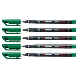 Lot de 5 marqueurs permanents - STABILO OHPen - Pointe fine 0,7 mm - Vert
