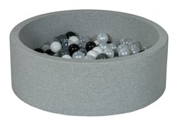 Piscine à balles Aire de jeu + 200 balles noir, blanc, perle, transparent, gris - Velinda