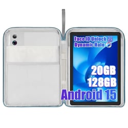 Tablette 10.4'', Android 15, 128Go ROM, Écran large, Processeur puissant Octa-Core, HD 1280x800, Wi-Fi 6, BT 5.3, avec sac, Argent