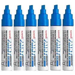 Lot de 6 marqueurs peinture à l'huile UNI-BALL PX30 - Pointe biseautée large 4 - 8,5 mm - Bleu Foncé