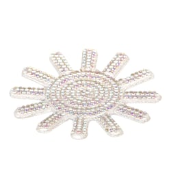 Motif soleils perles thermocollant 65mm argent