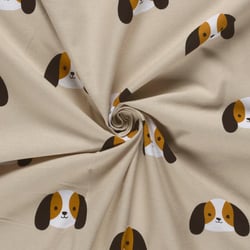 Tissu Flanelle de Coton Loulou petits chiots sur fond Beige