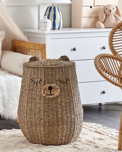 Panier Tressage Herbier Marin en Forme d'Ours Chambre Enfants Jouets et Rangement Linge et Vêtements