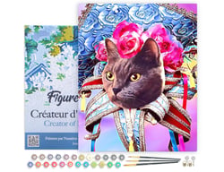 Peinture par Numéro Figured'Art avec Cadre - Chat Mardigras - Kit de Loisir Créatif DIY Numéro d'Art Complet - 40x50cm toile tendue sur châssis