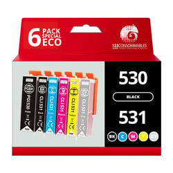 Pack compatible Canon PGI-530 CLI-531 6 cartouches - 123CONSOMMABLES