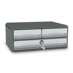 Module organisateur bureau Support d'écran avec serrure 2 petits + 1 grand tiroirs MoovUp Gris - CEP