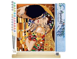 Peinture par Numéro Figured'Art - Tendre Baiser - Kit de Loisir Créatif DIY Numéro d'Art Complet - 40x50cm toile roulée + châssis en bois à monter