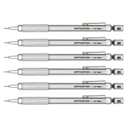 Lot de 6 porte-mines PENTEL Graphgear 500 - Mine 0,5 mm - Argent
