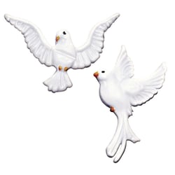 Motif en cire: Pigeon, peint, 2 pces