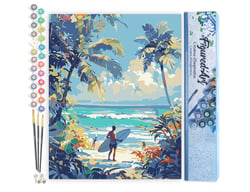 Peinture par Numéro Figured'Art - Journée ensoleillée à la plage - Kit de Loisir Créatif DIY Numéro d'Art Complet - 40x50cm sans châssis en bois