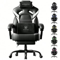 Chaise gaming ergonomique GTPLAYER PU - Noir/blanc - 55 x 51 x 130 cm