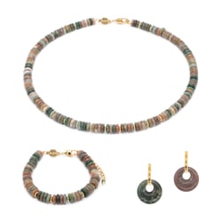 Collier, bracelet et boucles d'oreilles Blima en pierres Agate Indienne - Sloya