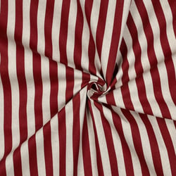 Tissu Toile Canvas enduit aspect Lin rayé Rouge