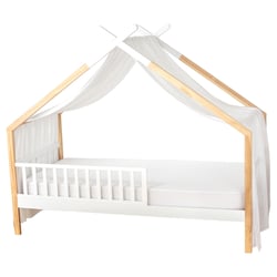 Ciel de lit cabane, toile en double gaze pois dorés