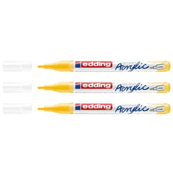 Lot de 3 marqueurs peinture acrylique permanent pointe fine 1-2 mm - EDDING - Jaune Trafic