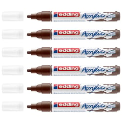 Lot de 6 marqueurs peinture acrylique pointe moyenne - EDDING - Marron Chocolat - 5100