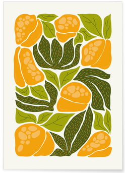 Affiche Clémentines & feuillage | A3 : 29,7x42cm