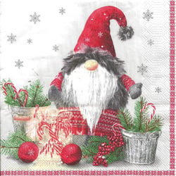 4 serviettes en papier découpage collage 33 cm GNOMA DE NOEL N 713