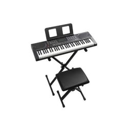 LALAHO - Kit complet - Piano numérique 61 touches noir - Stand banc écran LCD MIDI Bluetooth